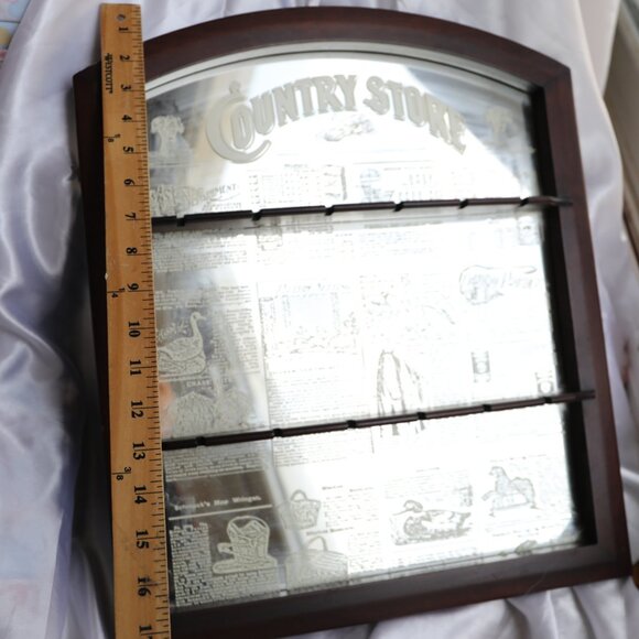 Franklin Mint Country Store Wood Frame Mirror Spoon Rack Wall Hanging Display